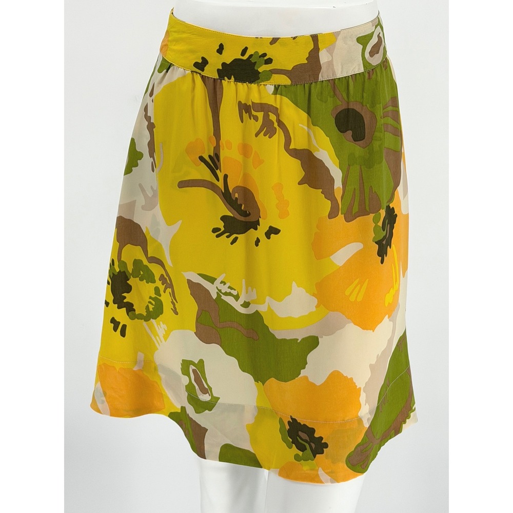 New York & Co Yellow Floral A Line Mini Skirt 12 Resortwear Vacation Chic 100-61 - Picture 6 of 14